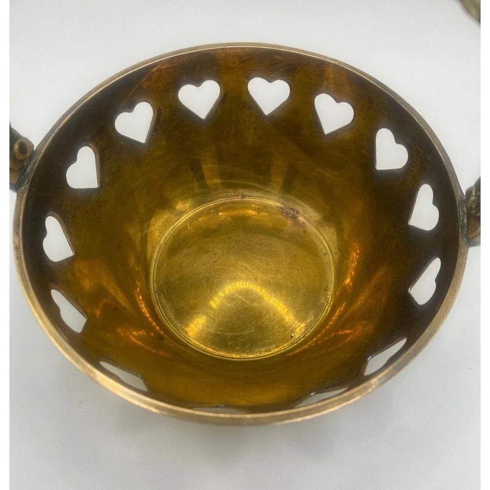 HAMPTON BRASS Vintage Decorative Basket Cutout Hearts